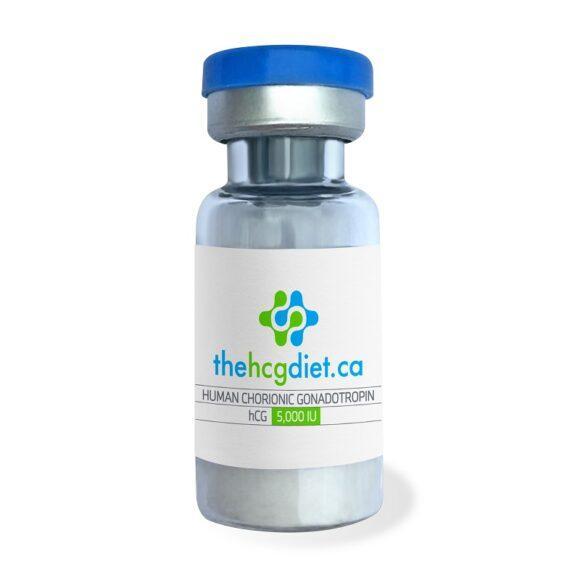 1 small glass vial of 5,000iu hcg 30 injections with thechgdiet.ca label