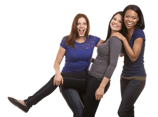 3 happy laughing women on the hcg diet